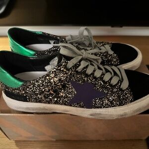 Golden Goose Black Glitter May Sneakers Size 40 8.5